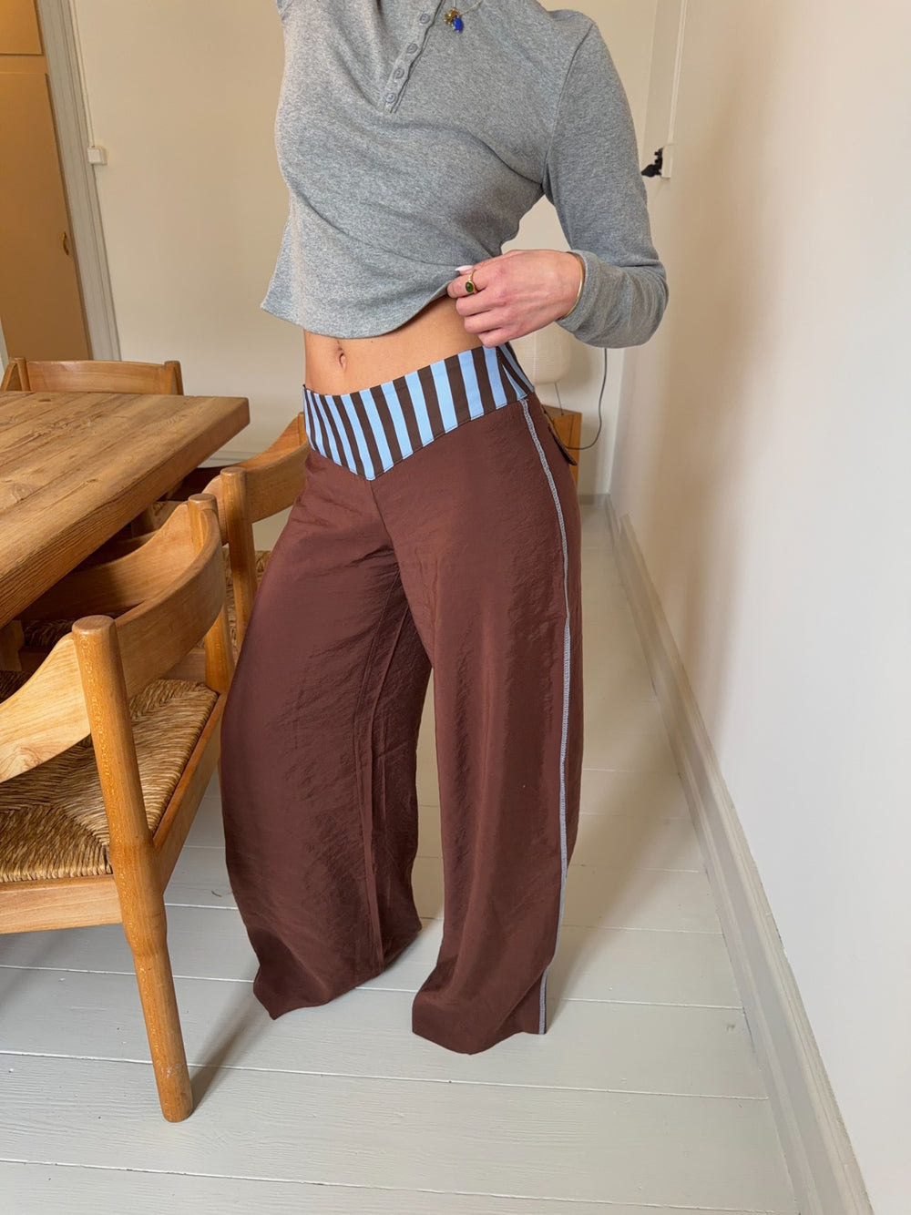 Polly bukser med striber - Brun/blå