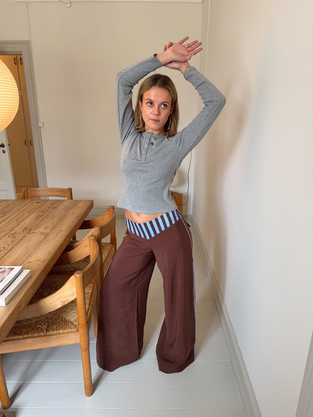 Polly bukser med striber - Brun/blå