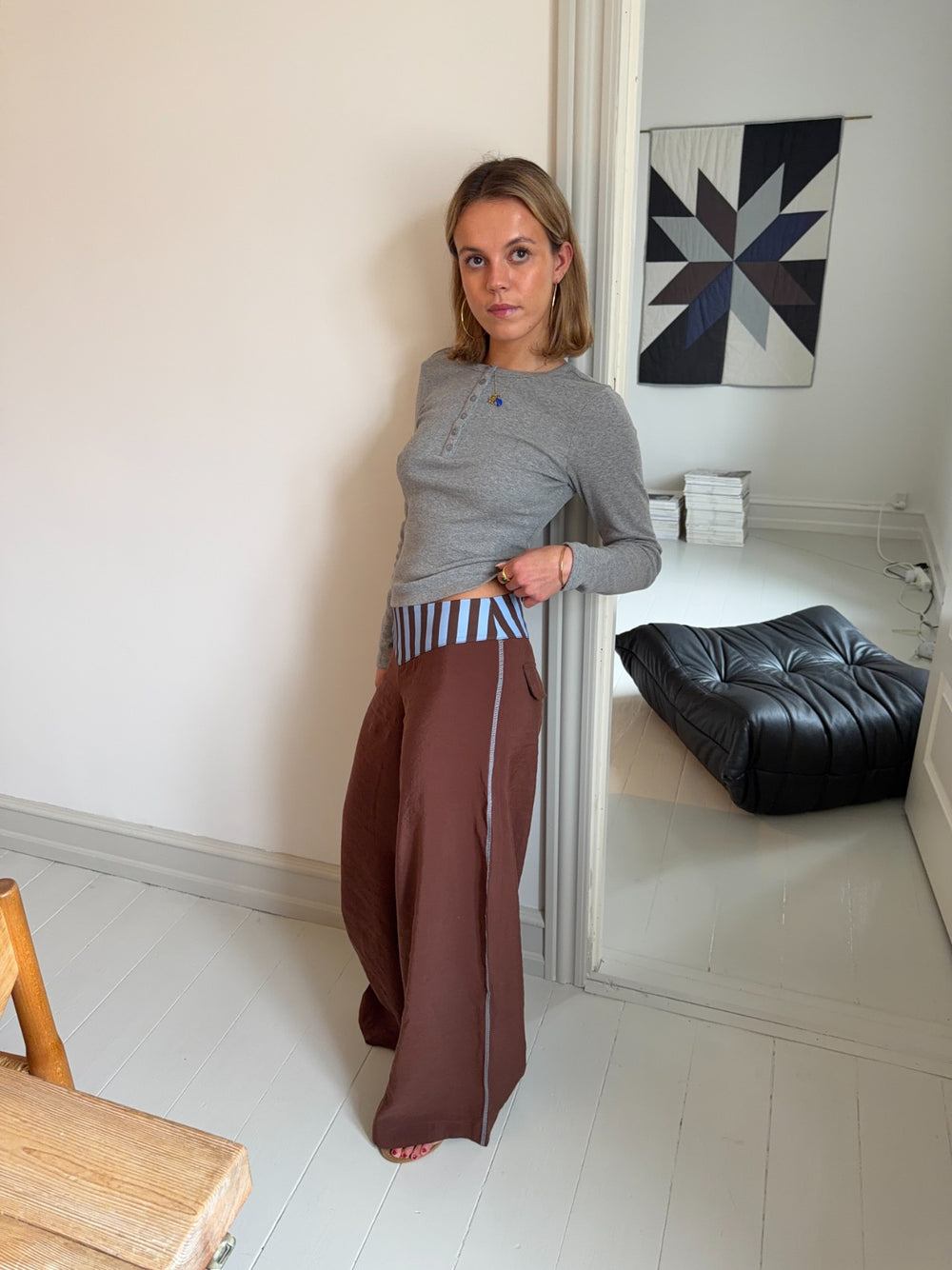 Polly bukser med striber - Brun/blå