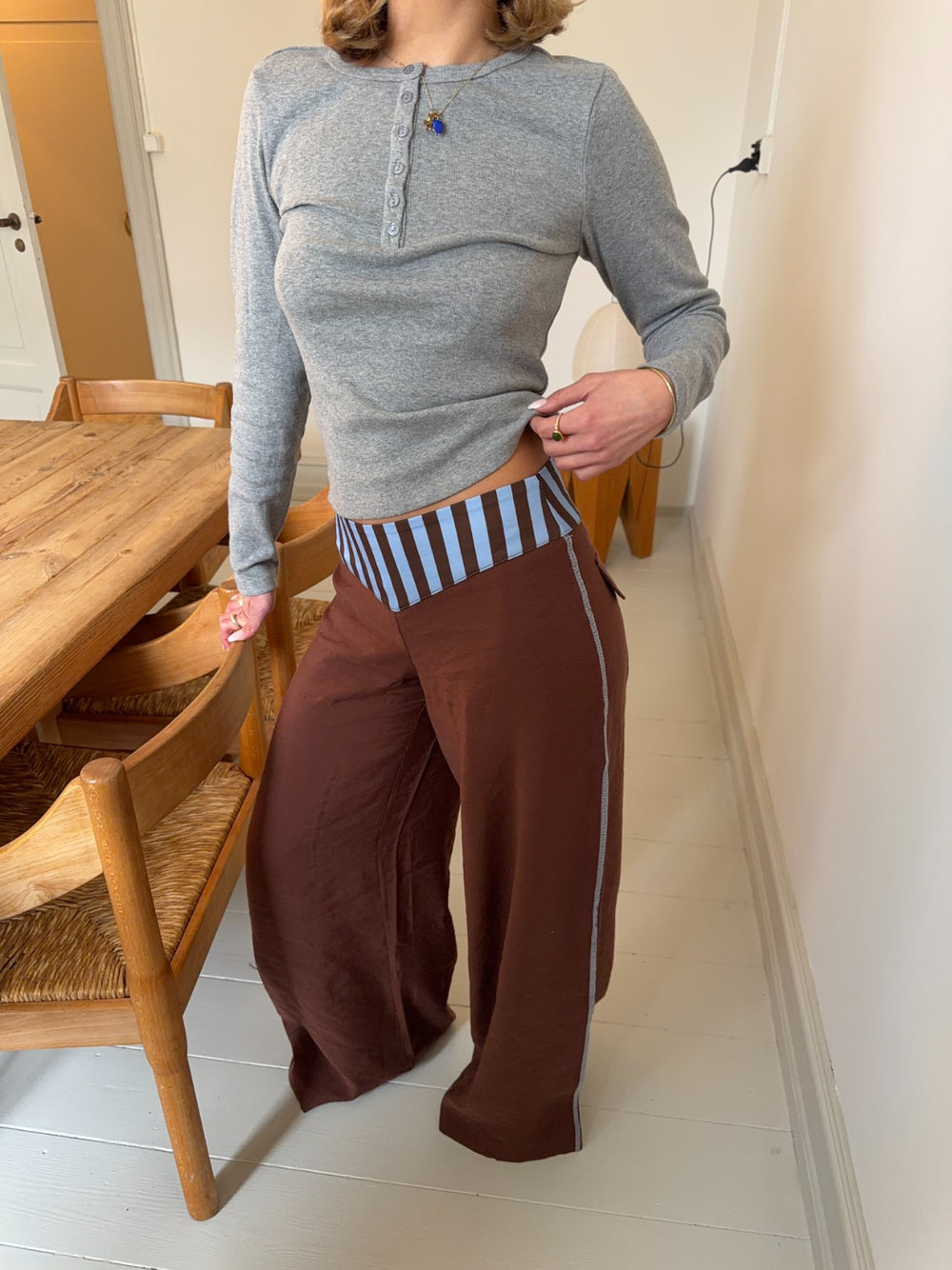 Polly bukser med striber - Brun/blå