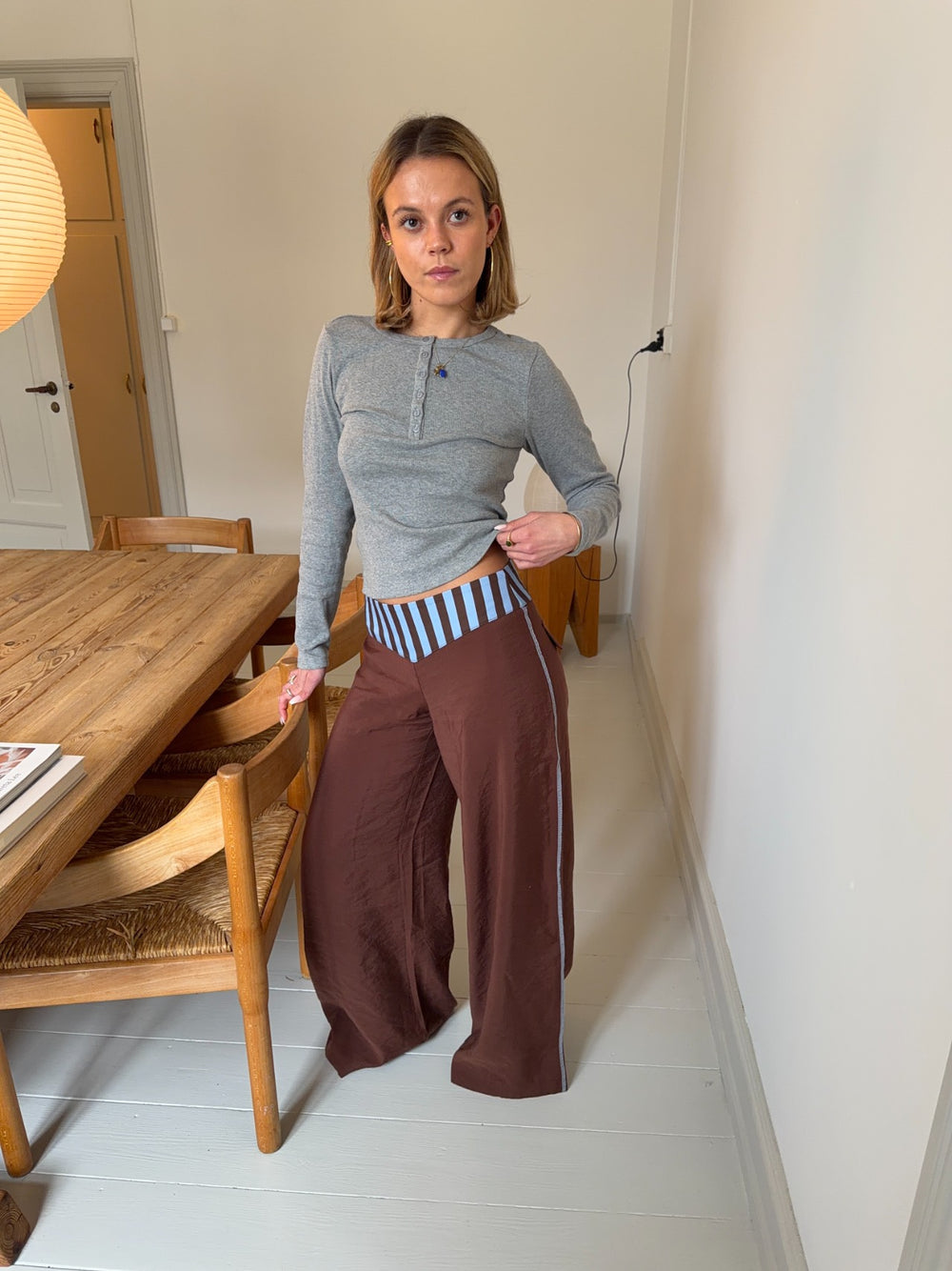 Polly bukser med striber - Brun/blå
