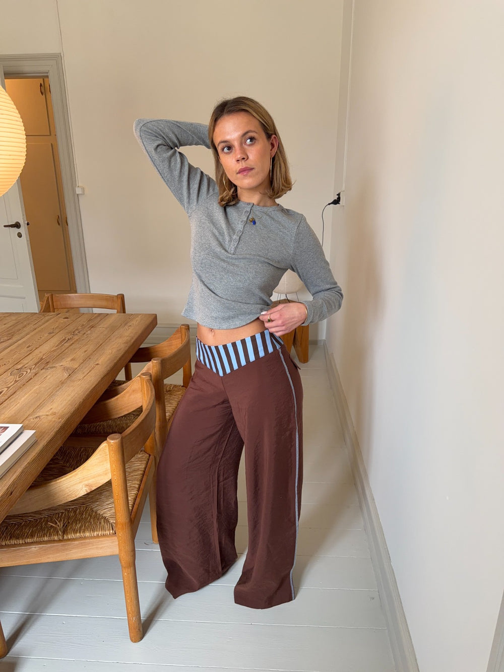 Polly bukser med striber - Brun/blå
