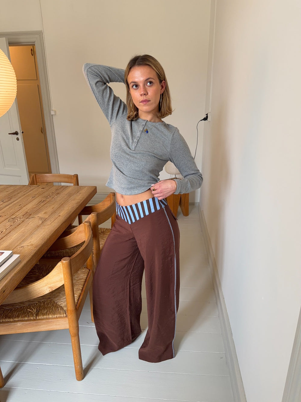 Polly bukser med striber - Brun/blå