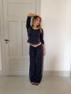 Orlena bukser - Navy/gul