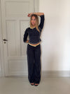 Orlena bukser - Navy/gul
