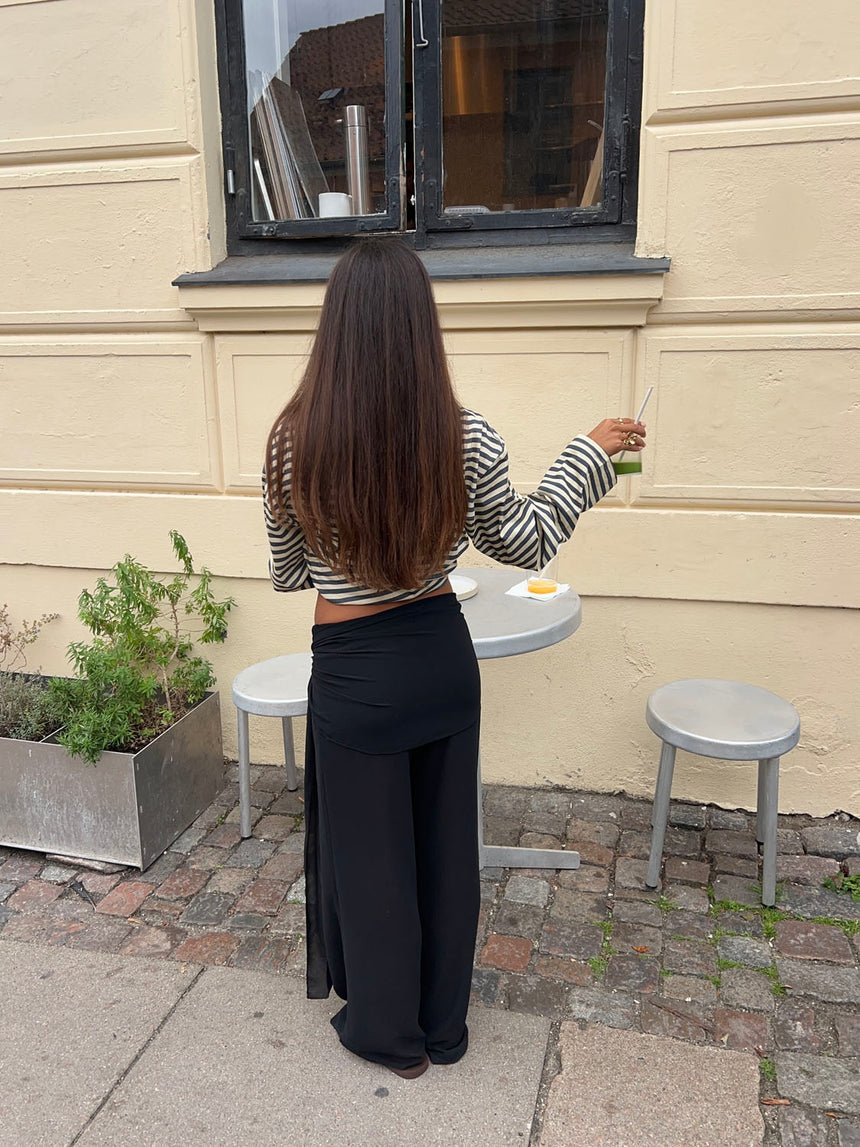 Estrella bukser i mesh med bindedetalje - Sort