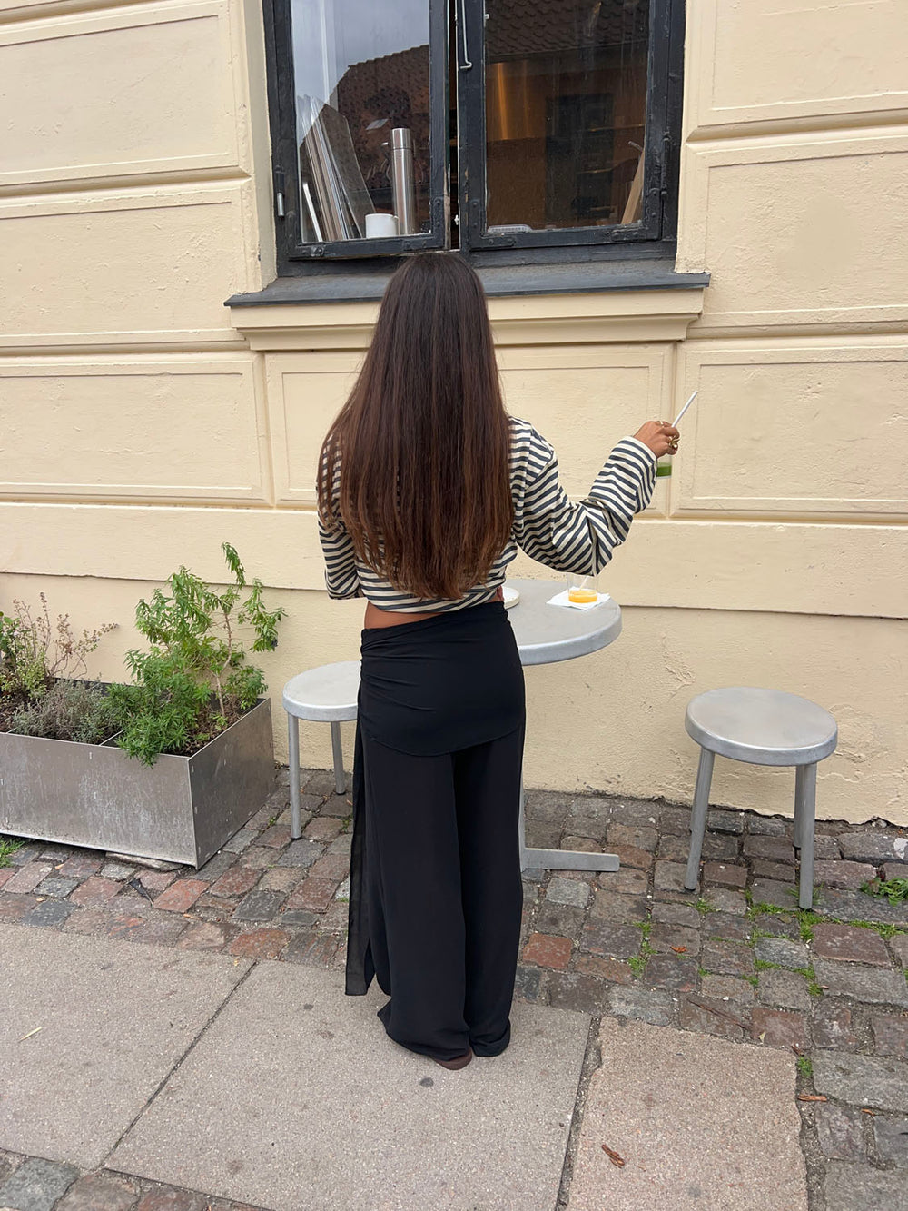 Estrella bukser i mesh med bindedetalje - Sort
