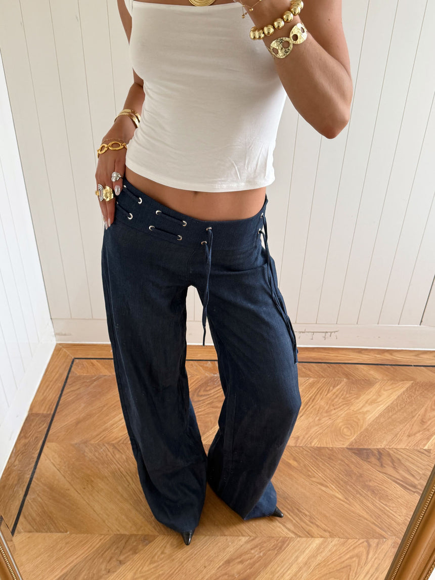 Scandivv bukser med bindebånd - Navy