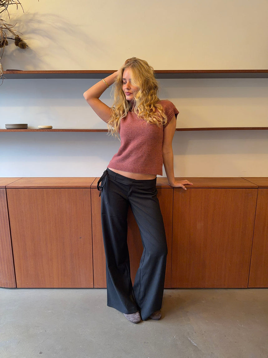 Buka bukser med bindebånd og striber - Sort