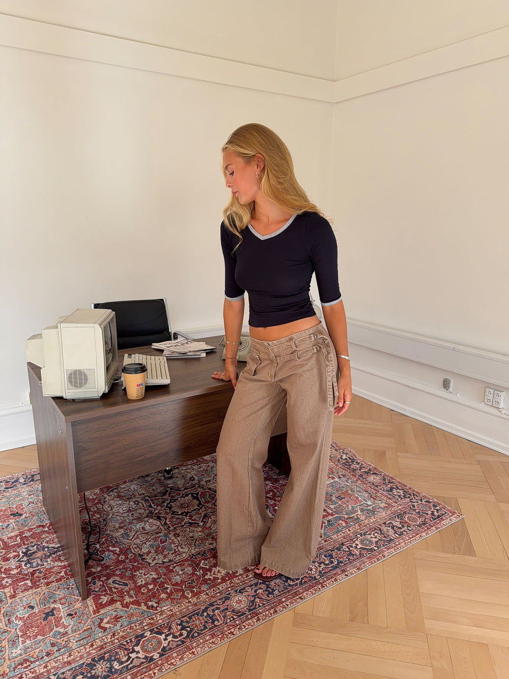 Sussa bukser med detaljer - Lysebrun