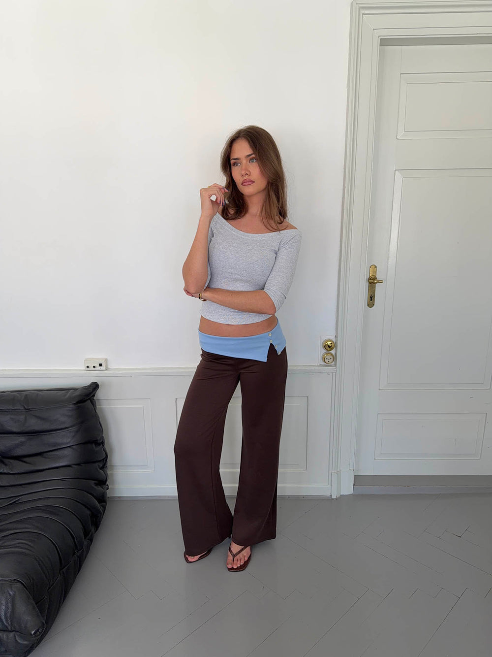 Paia bukser med fold - Brun/lyseblå