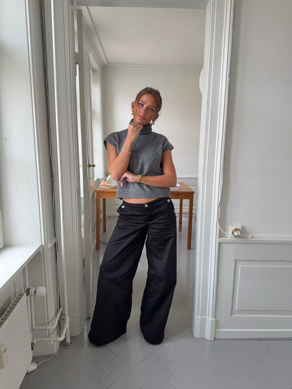 Maxim bukser med knapper - Sort