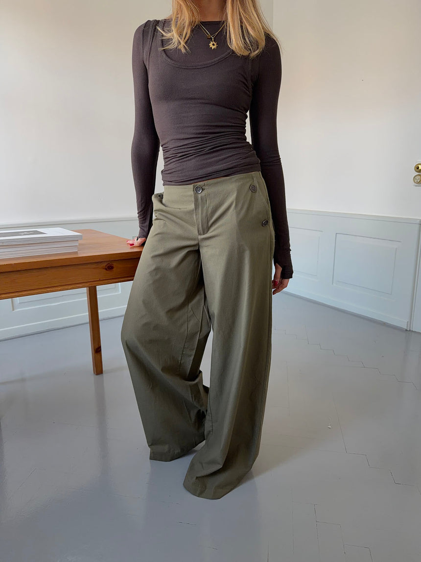 Maluna bukser med nålestriber - Kaki