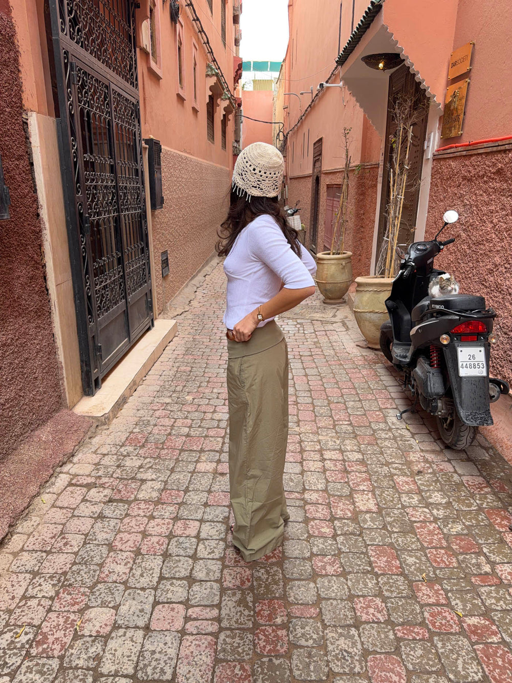 Suza bukser med ribbet talje - Kaki