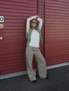 Tanija jeans med ring detaljer - Beige