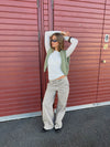 Tanija jeans med ring detaljer - Beige