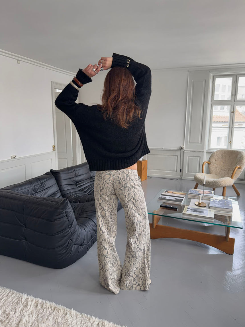 Berline bukser med slangeskind print - Beige/grå