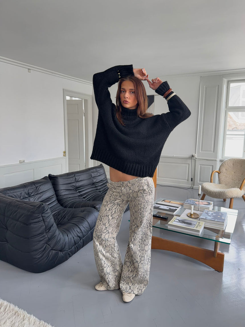 Berline bukser med slangeskind print - Beige/grå