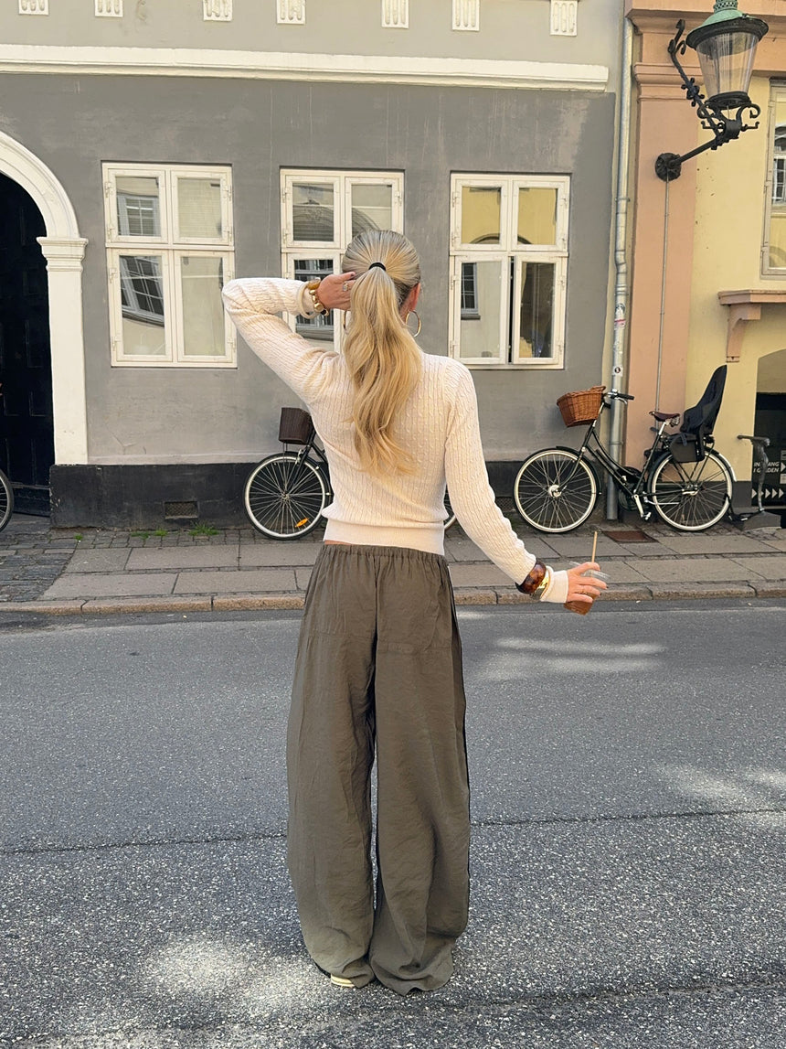 Samantha bukser med stribe detaljer - Kaki