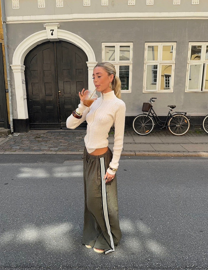 Samantha bukser med stribe detaljer - Kaki