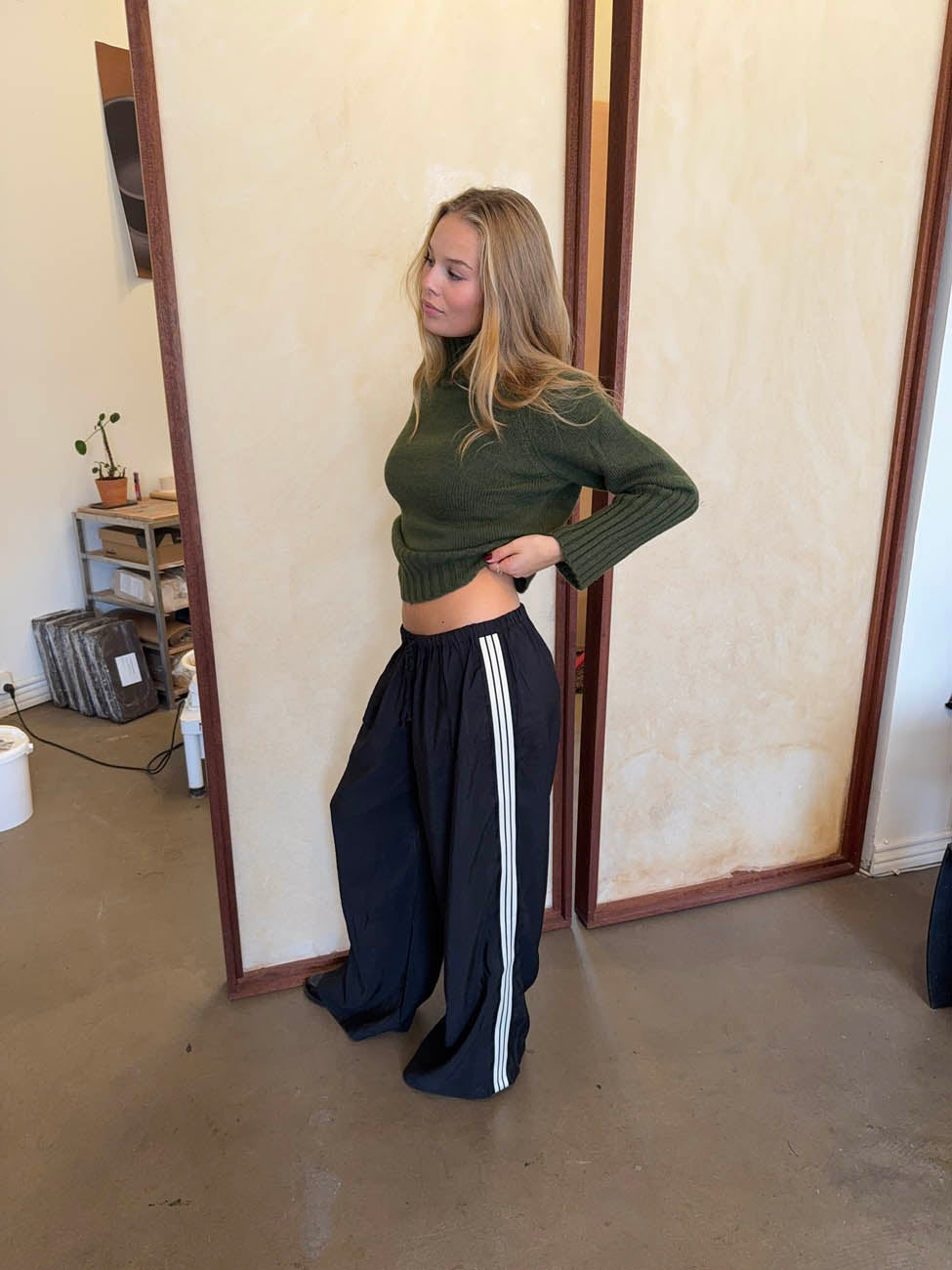 Samantha bukser med stribe detaljer - Sort/hvid