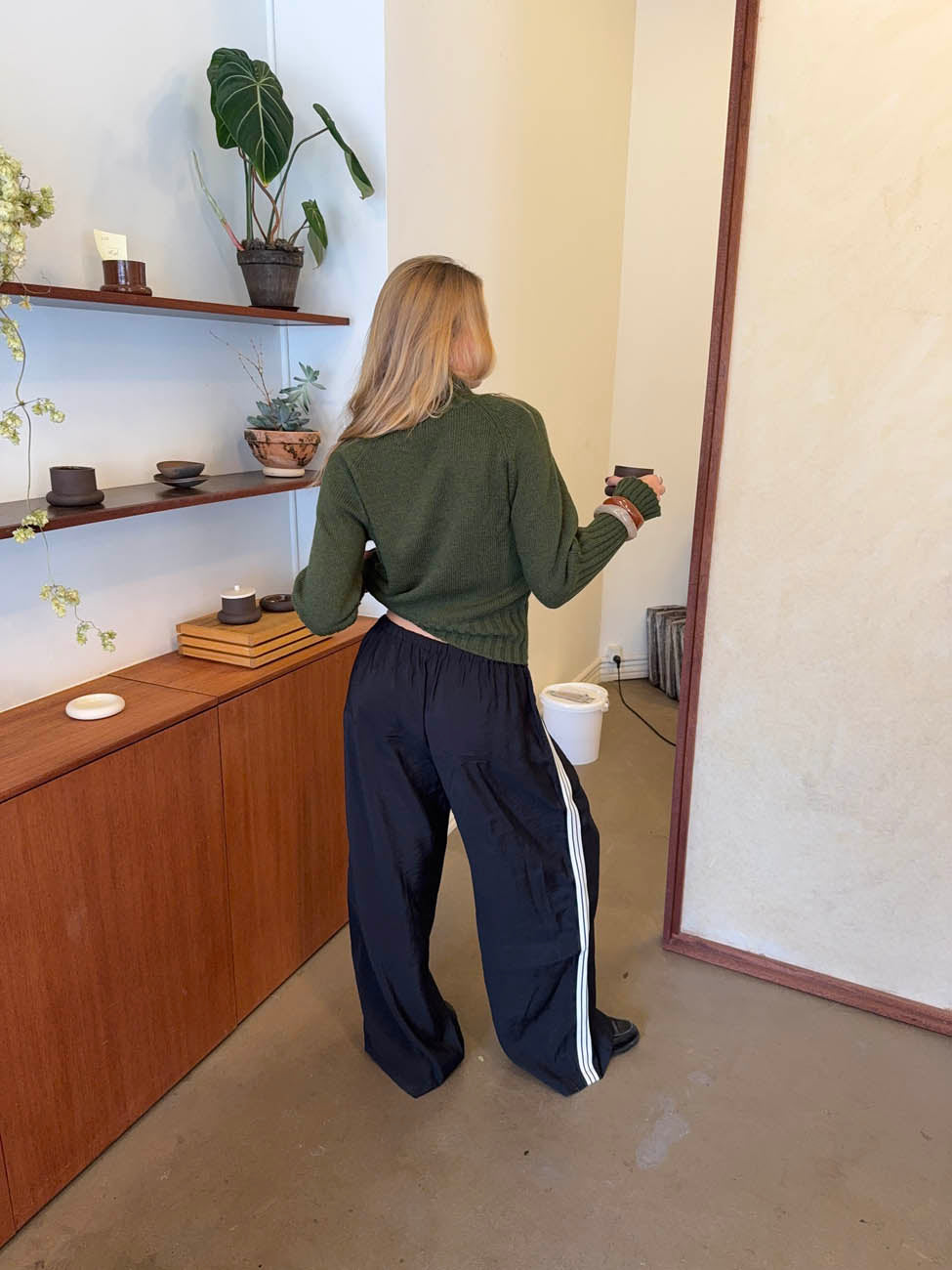 Samantha bukser med stribe detaljer - Sort/hvid