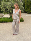 Kristiana bukser med striber - Beige/off white