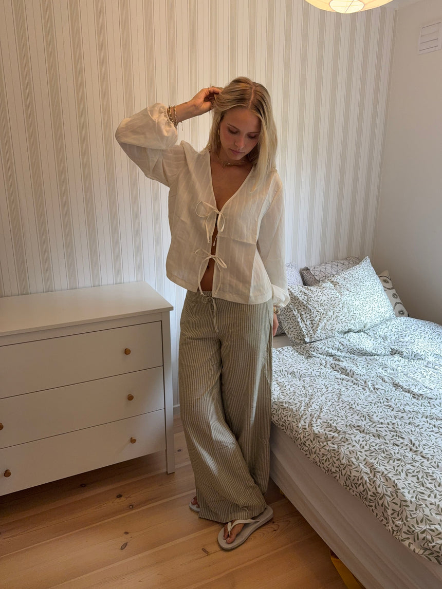 Jasmin bukser med striber - Grøn/hvid