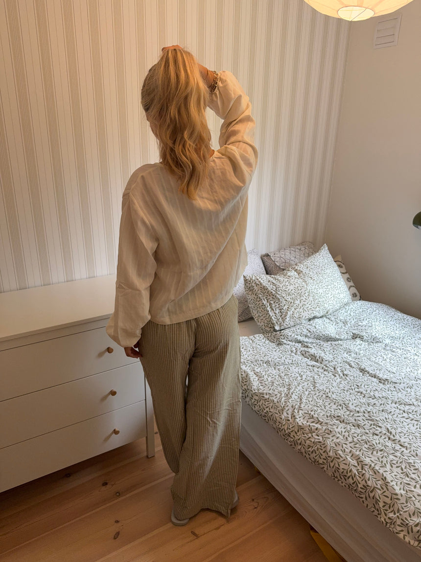 Jasmin bukser med striber - Grøn/hvid