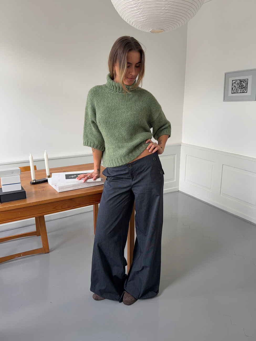 Maluna bukser med nålestriber - Navy/hvid