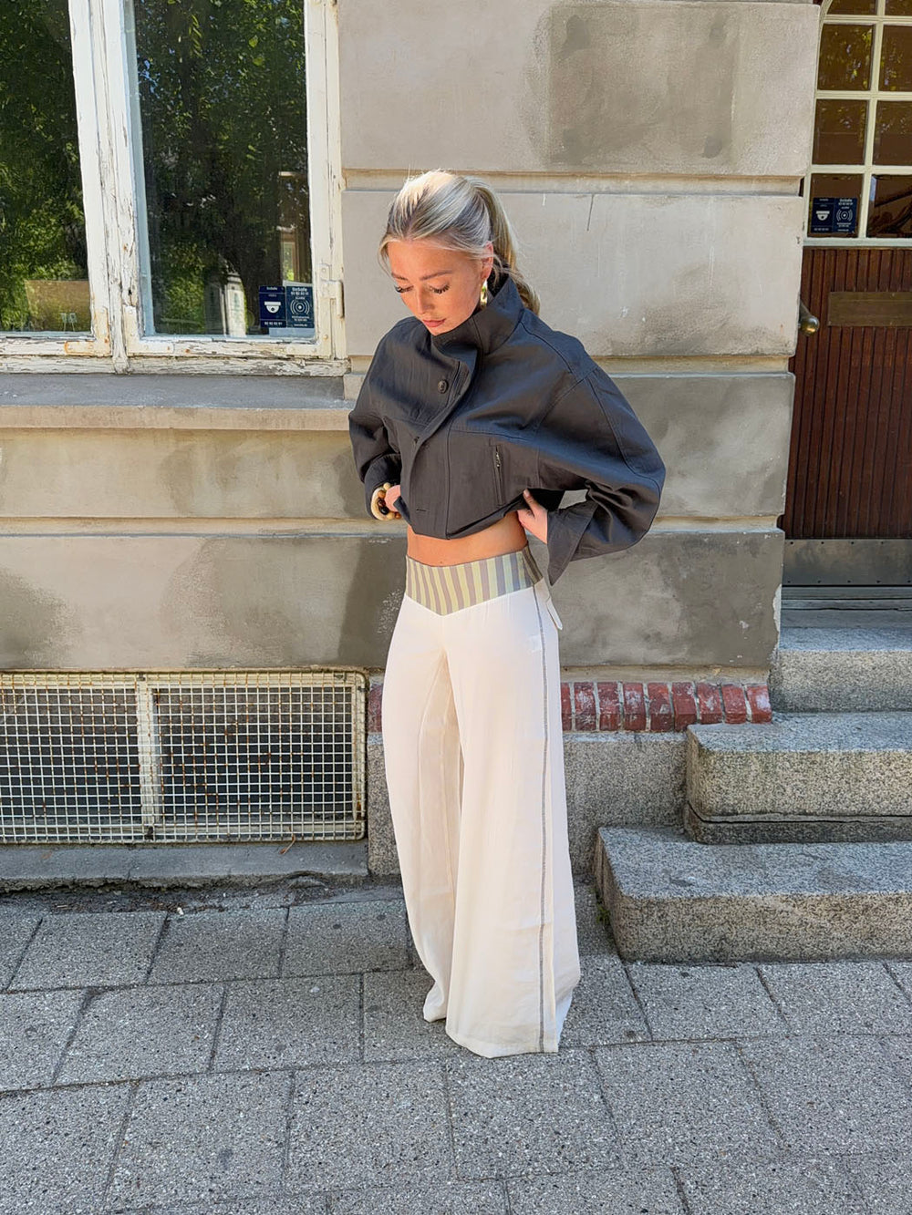 Polly bukser med striber - Hvid