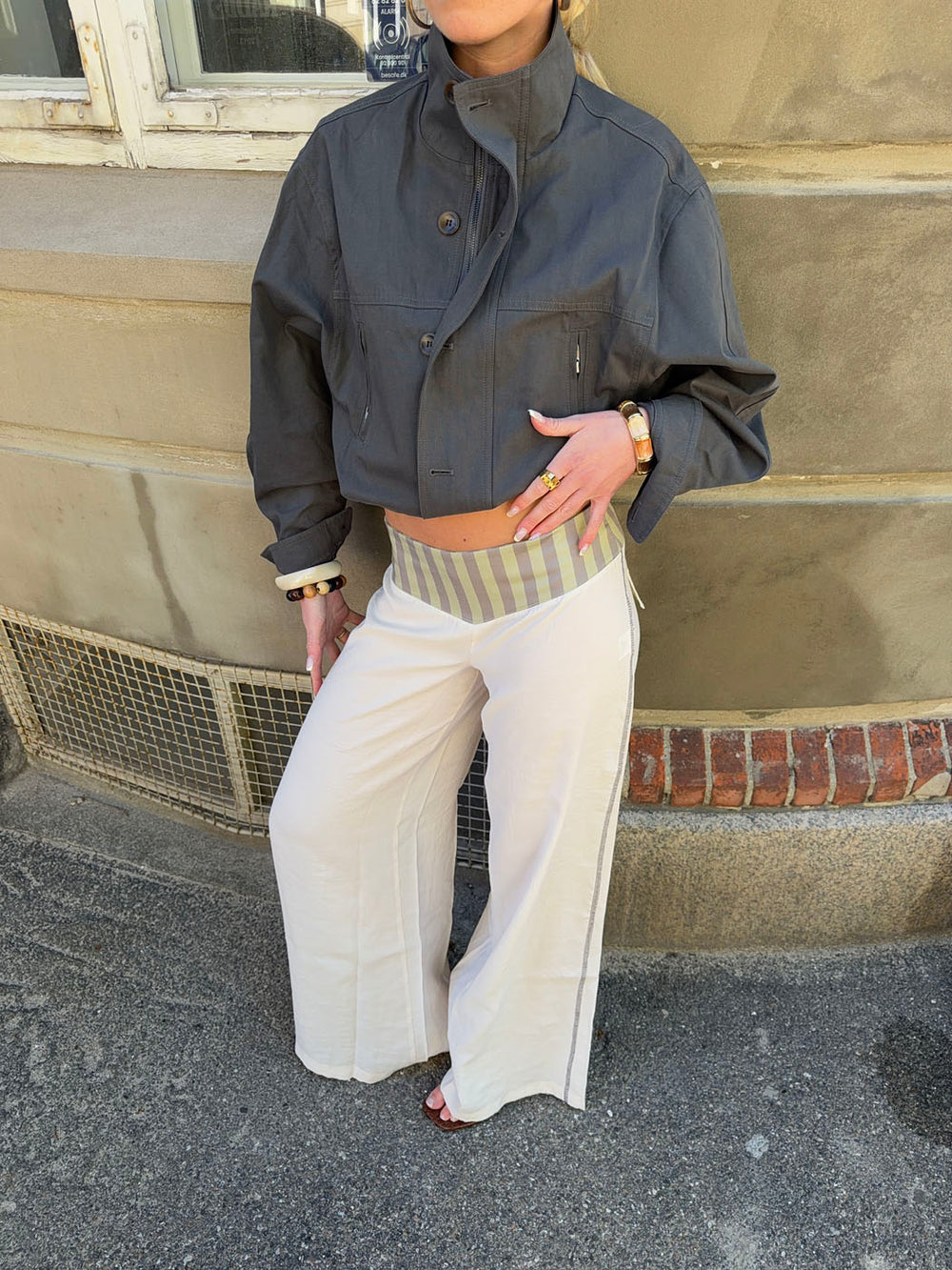 Polly bukser med striber - Hvid