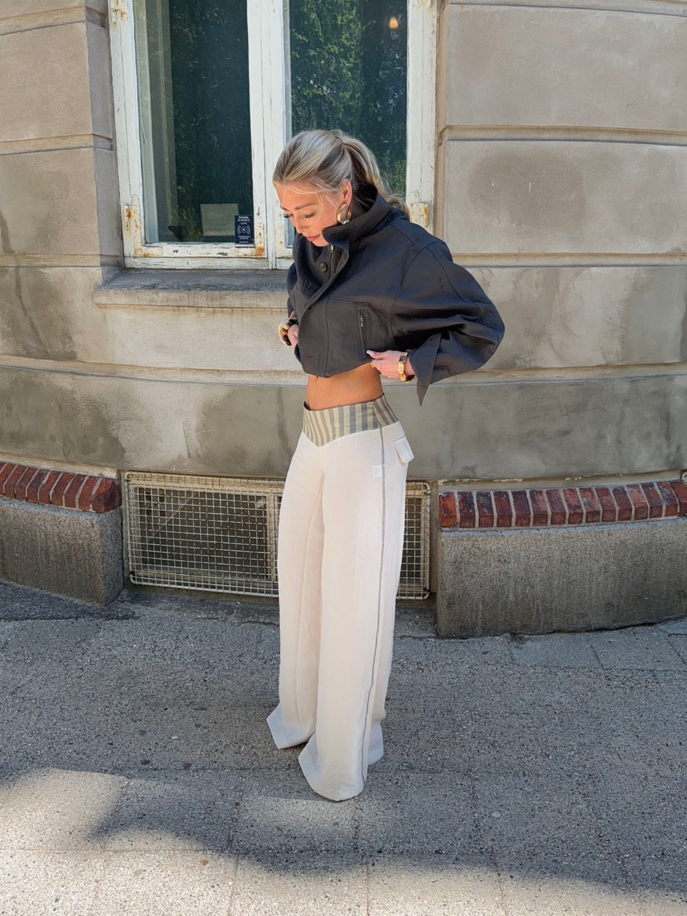 Polly bukser med striber - Hvid
