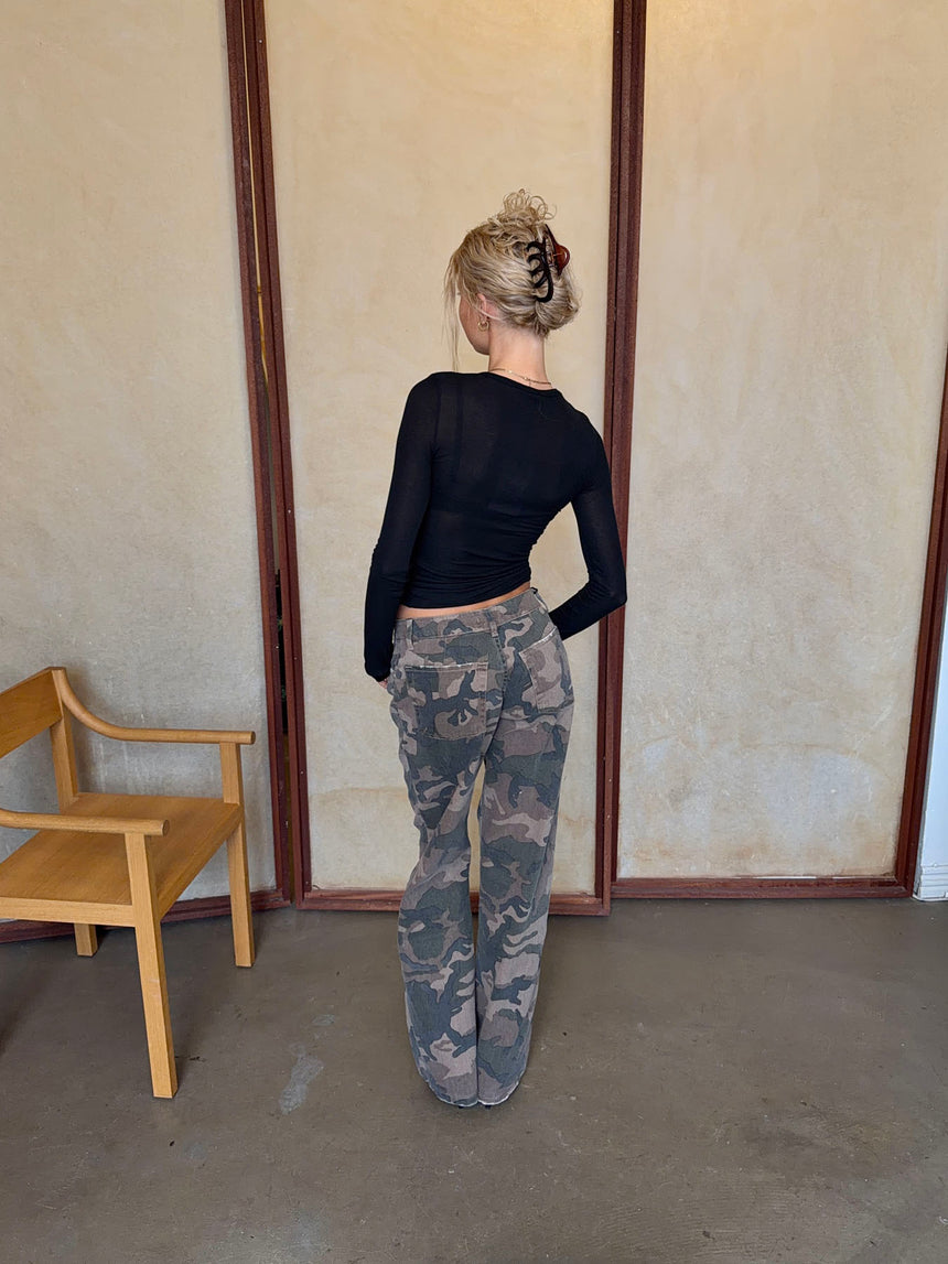 Audrine army jeans - Brun/grøn