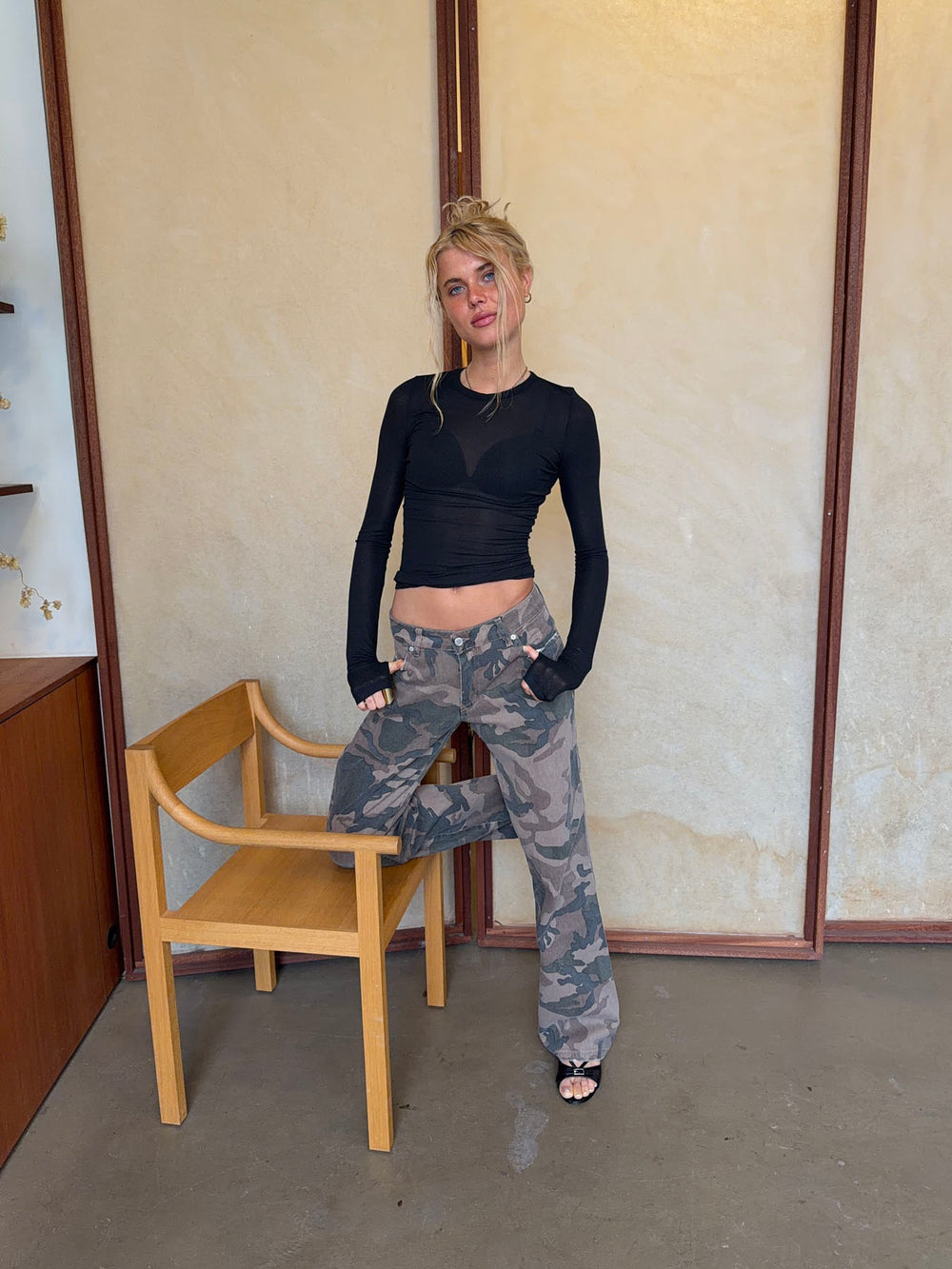 Audrine army jeans - Brun/grøn