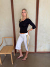 Tazzina capris med striber - Hvid/gul/sort