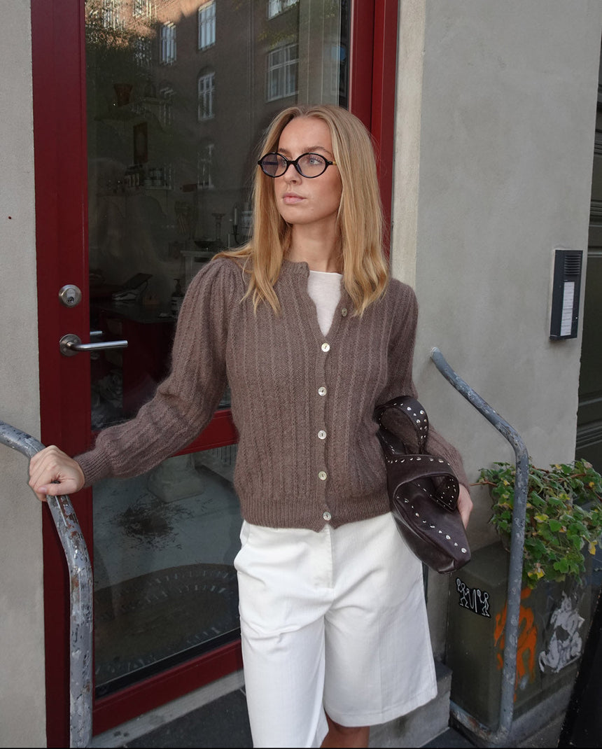 Grace cardigan i strik - Brun