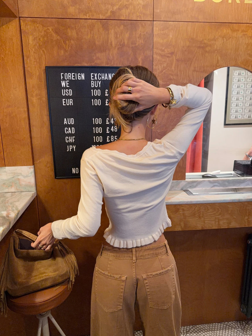 Malin Tomkins cardigan med flæser - Creme
