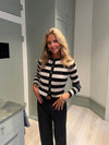 Layla stribet cardigan - Sort/beige