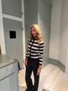 Layla stribet cardigan - Sort/beige