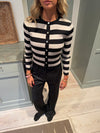 Layla stribet cardigan - Sort/beige