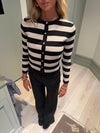 Layla stribet cardigan - Sort/beige