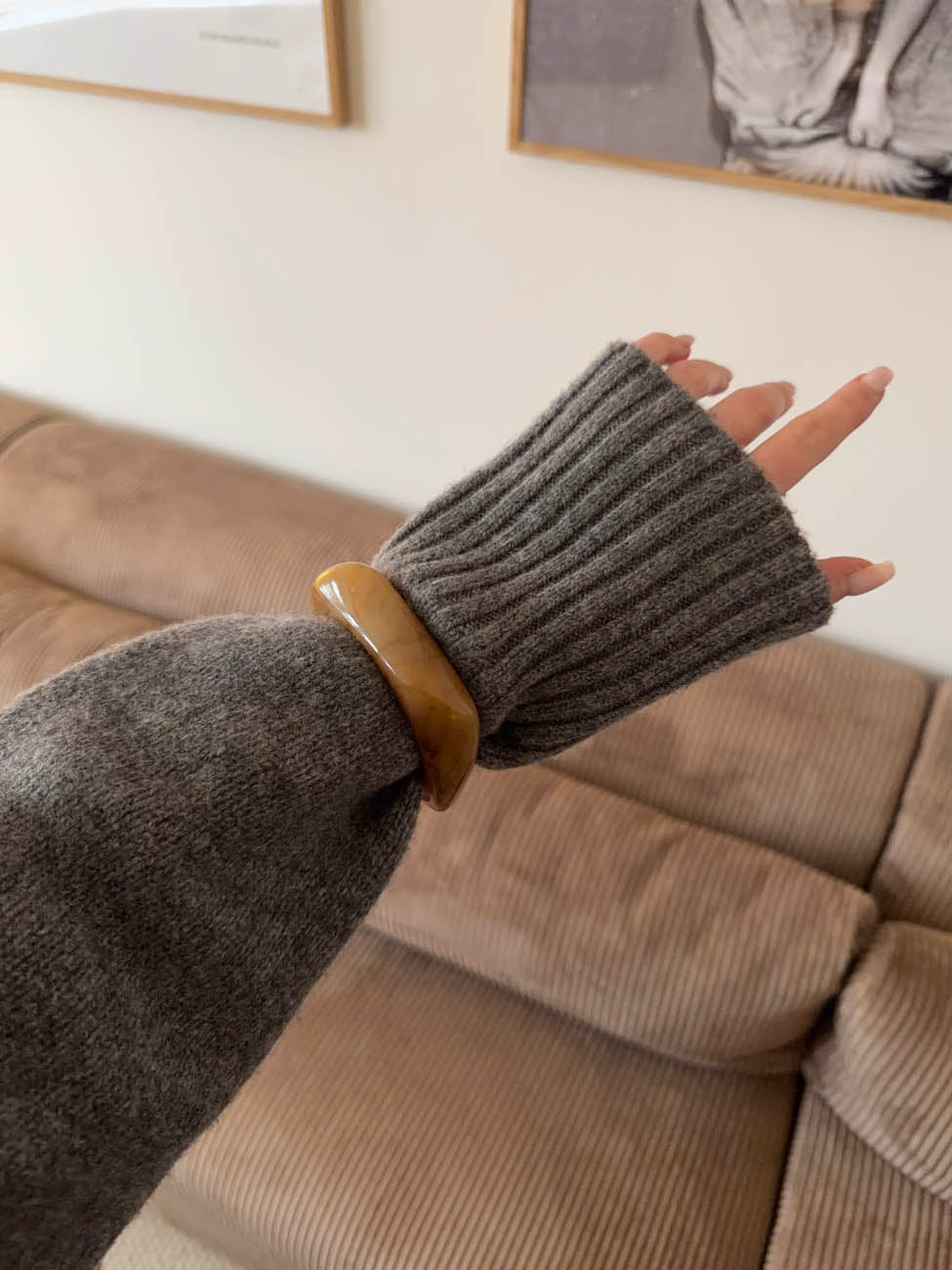 Lykke chunky armbånd - Mørk karamel