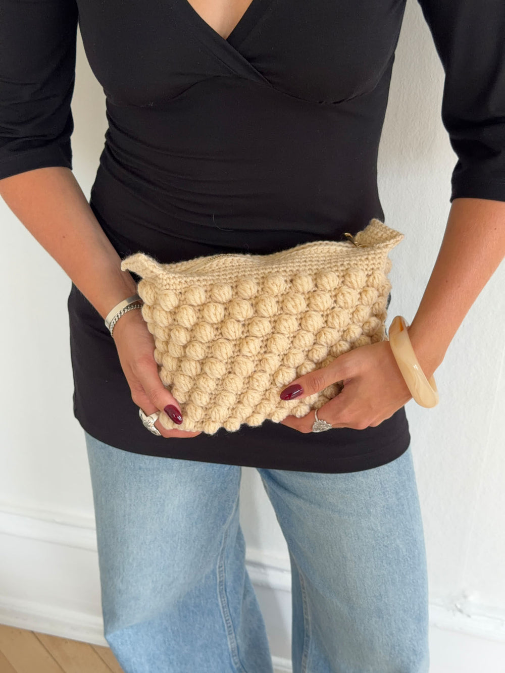 Hæklet clutch - Cremefarvet