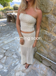 Fiorella tube top med blonder - Hvid/beige