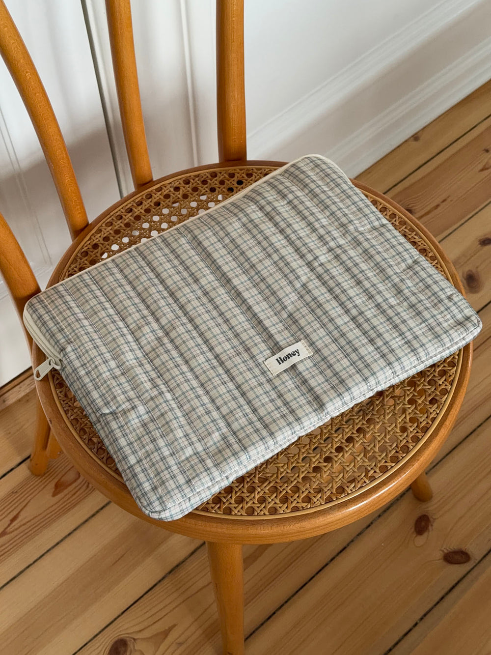 Honey computer sleeve med tern - Beige/grøn