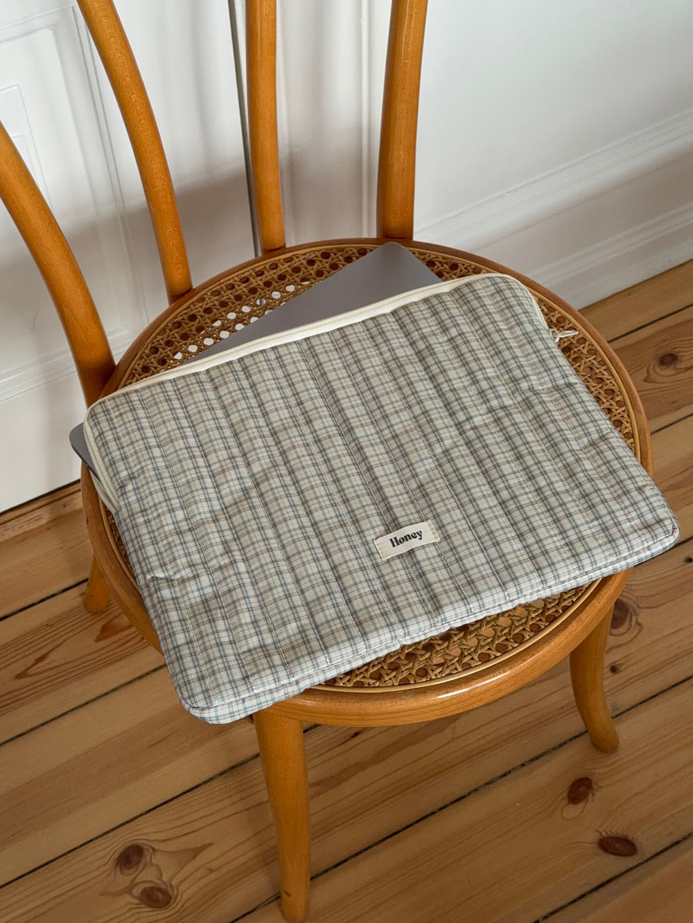 Honey computer sleeve med tern - Beige/grøn