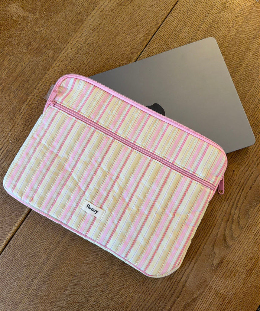 Honey computer sleeve - Pink med striber