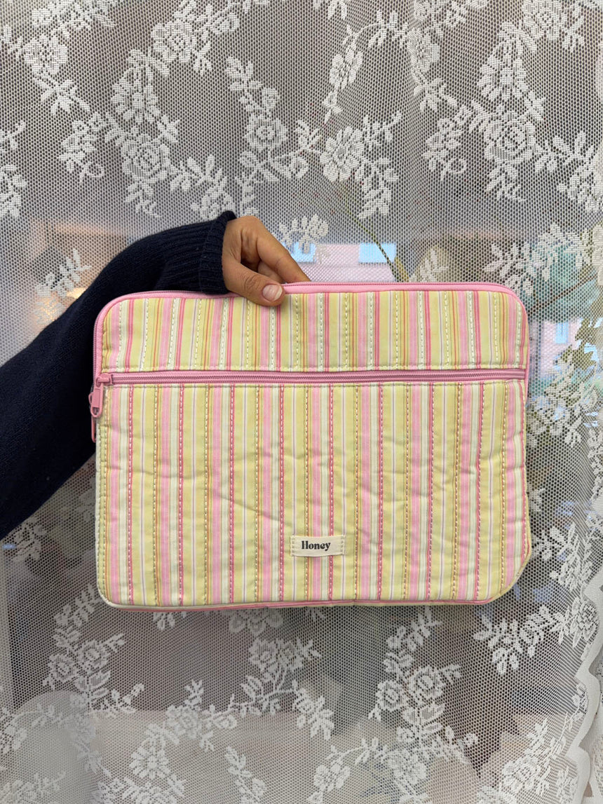 Honey computer sleeve - Pink med striber