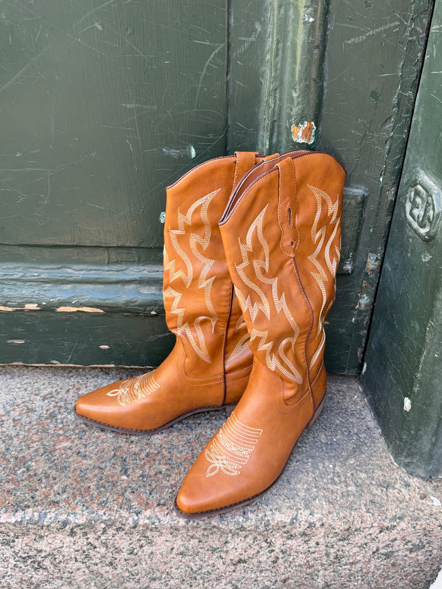 Cille cowboystøvler i imiteret læder - Brun